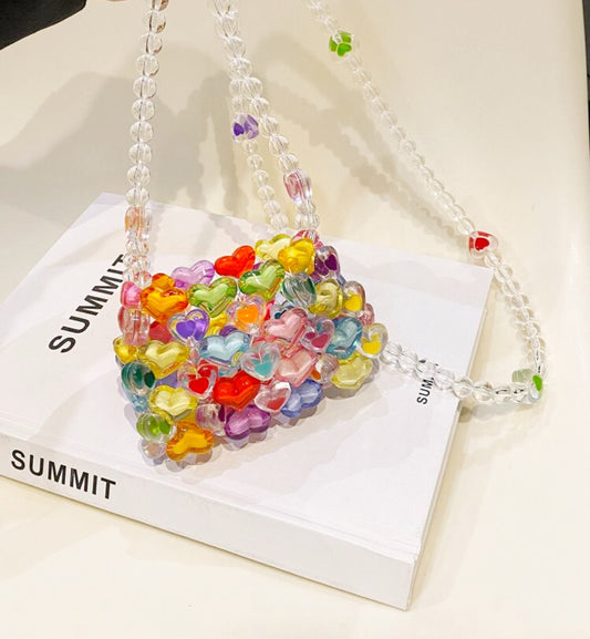 Candied Mini Hearts Beaded Bag